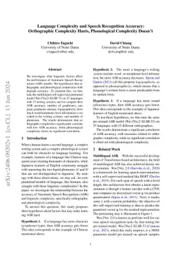 Language Complexity and Speech Recognition Accuracy: Orthographic
  Complexity Hurts, Phonological Complexity Doesn't