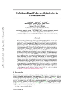 On Softmax Direct Preference Optimization for Recommendation