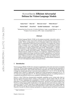 MirrorCheck: Efficient Adversarial Defense for Vision-Language Models