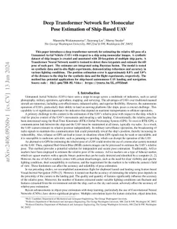 Deep Transformer Network for Monocular Pose Estimation of Shipborne Unmanned Aerial Vehicle