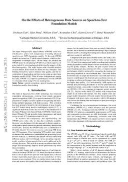 On the Effects of Heterogeneous Data Sources on Speech-to-Text
  Foundation Models