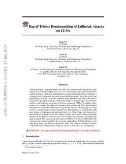 Bag of Tricks: Benchmarking of Jailbreak Attacks on LLMs
