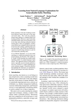 Learning from Natural Language Explanations for Generalizable Entity
  Matching