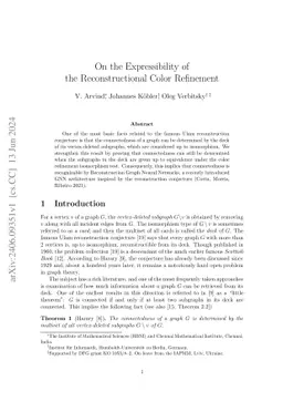 On the Expressibility of the Reconstructional Color Refinement