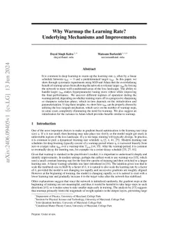 Why Warmup the Learning Rate? Underlying Mechanisms and Improvements