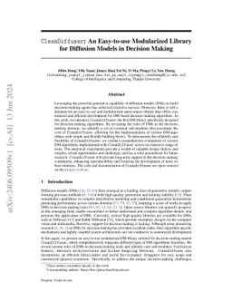 CleanDiffuser: An Easy-to-use Modularized Library for Diffusion Models
  in Decision Making