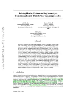 Talking Heads: Understanding Inter-layer Communication in Transformer Language Models