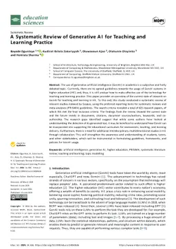 A Systematic Review of Generative AI for Teaching and Learning Practice