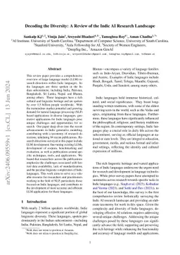 Decoding the Diversity: A Review of the Indic AI Research Landscape