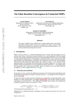 On Value Iteration Convergence in Connected MDPs