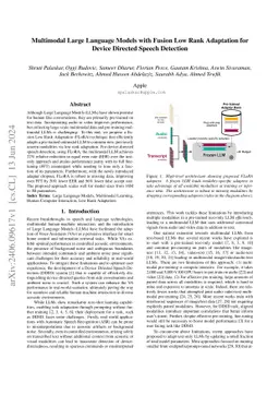 Multimodal Large Language Models with Fusion Low Rank Adaptation for
  Device Directed Speech Detection