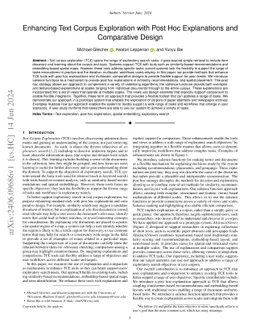 Enhancing Text Corpus Exploration with Post Hoc Explanations and
  Comparative Design
