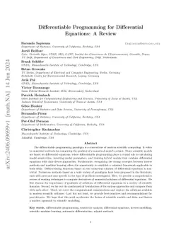 Differentiable Programming for Differential Equations: A Review