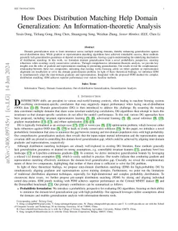 How Does Distribution Matching Help Domain Generalization: An
  Information-theoretic Analysis