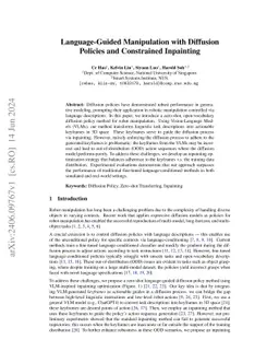 DISCO: Language-Guided Manipulation with Diffusion Policies and Constrained Inpainting