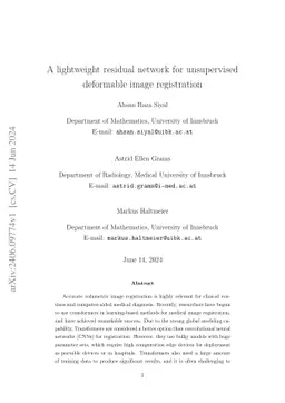 A lightweight residual network for unsupervised deformable image
  registration