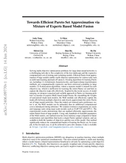 Towards Efficient Pareto Set Approximation via Mixture of Experts Based
  Model Fusion