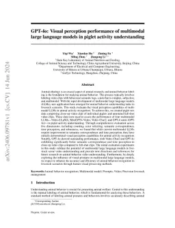 GPT-4o: Visual perception performance of multimodal large language
  models in piglet activity understanding