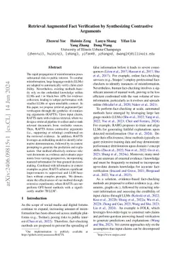 Retrieval Augmented Fact Verification by Synthesizing Contrastive
  Arguments