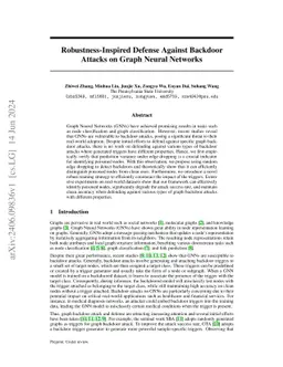 Robustness Inspired Graph Backdoor Defense