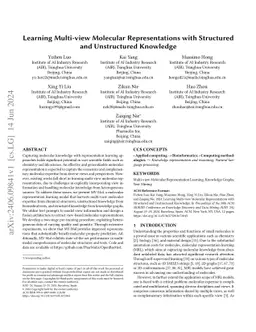 Learning Multi-view Molecular Representations with Structured and
  Unstructured Knowledge