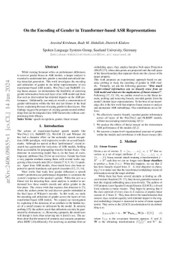 On the Encoding of Gender in Transformer-based ASR Representations