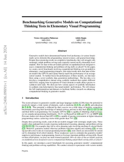 Benchmarking Generative Models on Computational Thinking Tests in Elementary Visual Programming