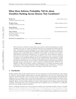What Does Softmax Probability Tell Us about Classifiers Ranking Across
  Diverse Test Conditions?