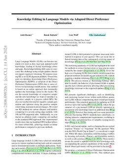 Knowledge Editing in Language Models via Adapted Direct Preference
  Optimization