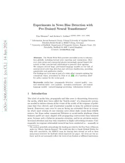 Experiments in News Bias Detection with Pre-Trained Neural Transformers