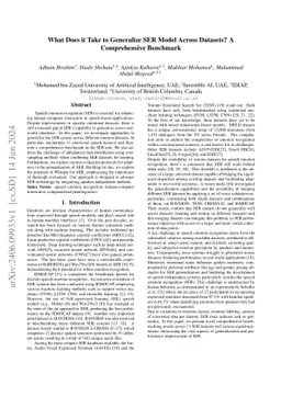 What Does it Take to Generalize SER Model Across Datasets? A
  Comprehensive Benchmark