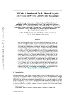 BLEnD: A Benchmark for LLMs on Everyday Knowledge in Diverse Cultures and Languages