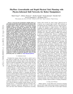 PhyPlan: Generalizable and Rapid Physical Task Planning with Physics
  Informed Skill Networks for Robot Manipulators