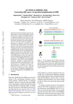 KU-DMIS at EHRSQL 2024:Generating SQL query via question templatization
  in EHR