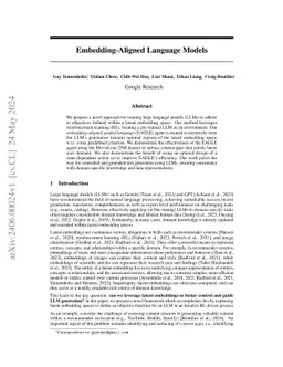 Embedding-Aligned Language Models