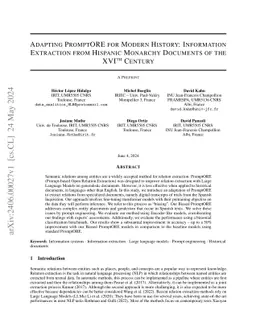 Adapting PromptORE for Modern History: Information Extraction from
  Hispanic Monarchy Documents of the XVIth Century