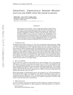 CrossVoice: Crosslingual Prosody Preserving Cascade-S2ST using Transfer
  Learning