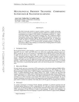 Multilingual Prosody Transfer: Comparing Supervised & Transfer Learning