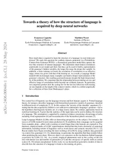 Towards a theory of how the structure of language is acquired by deep
  neural networks