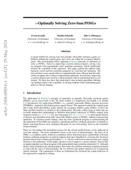$ε$-Optimally Solving Zero-Sum POSGs