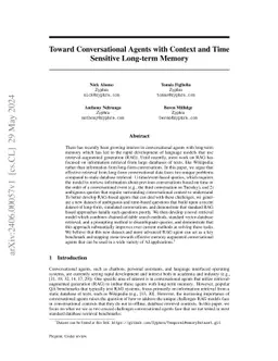 Toward Conversational Agents with Context and Time Sensitive Long-term
  Memory