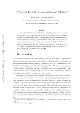 Arbitrary-Length Generalization for Addition in a Tiny Transformer