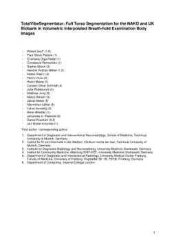 VIBESegmentator: Full Body MRI Segmentation for the NAKO and UK Biobank