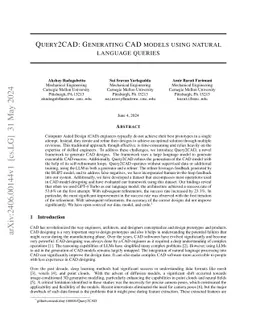 Query2CAD: Generating CAD models using natural language queries