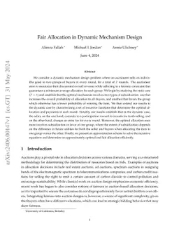 Fair Allocation in Dynamic Mechanism Design