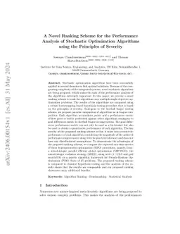 A Novel Ranking Scheme for the Performance Analysis of Stochastic
  Optimization Algorithms using the Principles of Severity