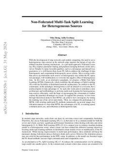 Non-Federated Multi-Task Split Learning for Heterogeneous Sources