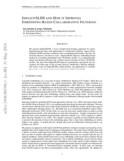 ImplicitSLIM and How it Improves Embedding-based Collaborative Filtering
