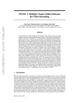 MVAD: A Multiple Visual Artifact Detector for Video Streaming