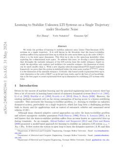 Learning to Stabilize Unknown LTI Systems on a Single Trajectory under
  Stochastic Noise